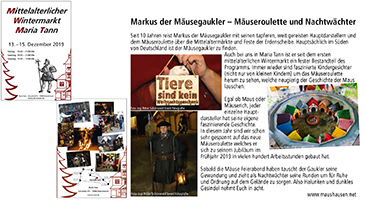 Presseartikel, Zeitungsartikel, Markus der Mäusegaukler, Mäuseroulette, Spiel mit der Maus