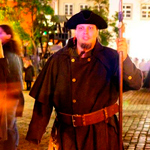 Markus der Nachtwächter beim 10. historischen Markttreiben zu Meersburg auf dem Schlossplatz