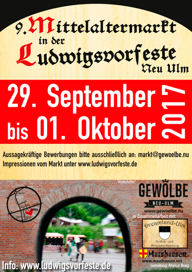 Bild vom Vorabflyer für den 9. Mittelaltermarkt in der Ludwigsvorfeste zu Neu Ulm